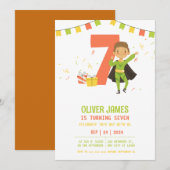 Modern, elke leeftijd Superheld jongen verjaardag Kaart (Voorkant / Achterkant)