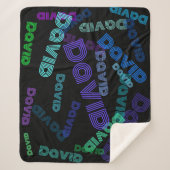 Modern, elke naam collage | Blauw, paars & groen Sherpa Deken (Voorkant)