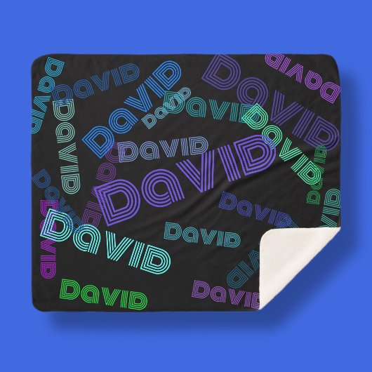 Modern, elke naam collage | Blauw, paars & groen Sherpa Deken