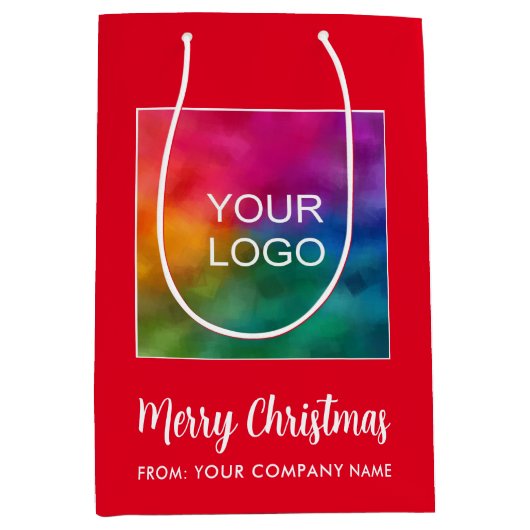 Modern Ellegant Kerstmis Promotioneel Logo Medium Cadeauzakje (Voorkant)