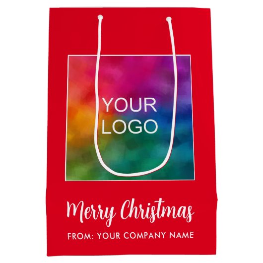 Modern Ellegant Kerstmis Promotioneel Logo Medium Cadeauzakje (Achterkant)
