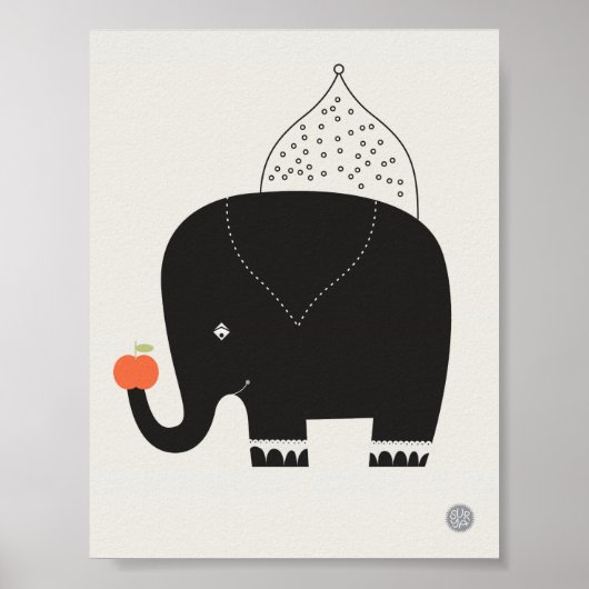 Modern ellephant Nursery Poster - 11 x 8,5 inch (Voorkant)