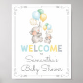 Modern ellephant Oerwoud Baby shower Welkomstteken Poster (Voorkant)
