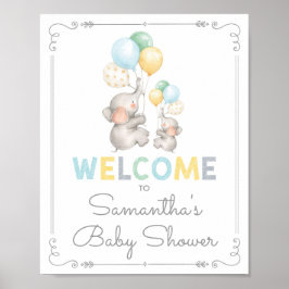 Modern ellephant Oerwoud Baby shower Welkomstteken Poster