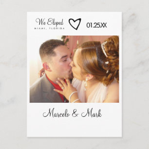 Modern Eloped Photo Black Heart Briefkaart