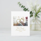 Modern Eloped Photo Blinds Faux Gold Ring Briefkaart (Staand voorkant)