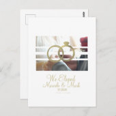 Modern Eloped Photo Blinds Faux Gold Ring Briefkaart (Voorkant / Achterkant)