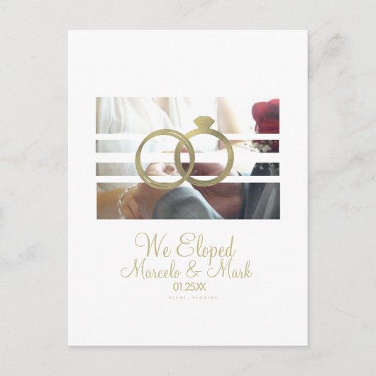 Modern Eloped Photo Blinds Faux Gold Ring Briefkaart (Voorkant)