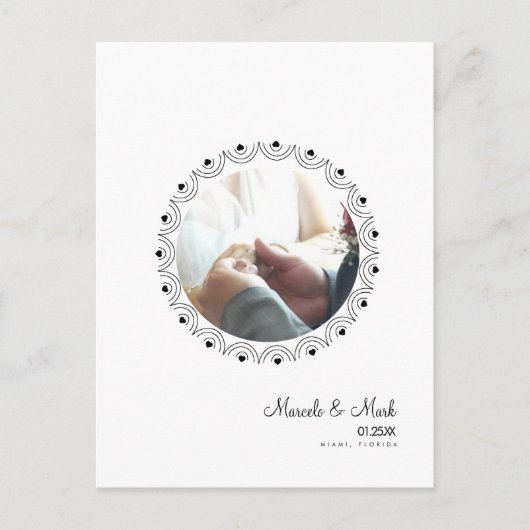 Modern Eloped Photo Circular Hearts-Briefkaart Briefkaart (Voorkant)