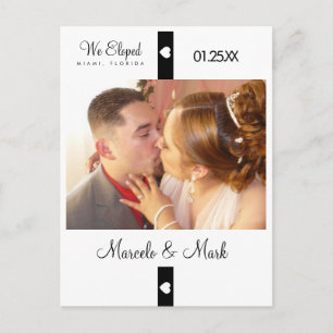 Modern Eloped Photo Heart Banner Briefkaart