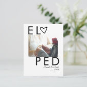 Modern Eloped Photo Typography Heart Briefkaart (Staand voorkant)