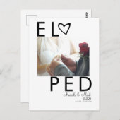 Modern Eloped Photo Typography Heart Briefkaart (Voorkant / Achterkant)