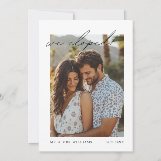 Modern Eloping Aankondiging | "We zijn weggelopen" (Voorkant)