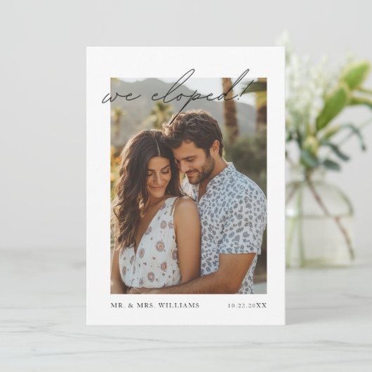 Modern Eloping Aankondiging | "We zijn weggelopen" (Staand voorkant)
