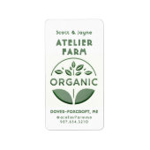 Modern Embossed Style Green Leaf Organic Label (Voorkant)