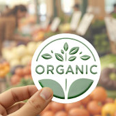 Modern Embossed Style Green Leaf Organic Label