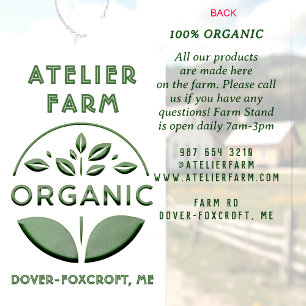 Modern Embossed Style Green Leaf Organic Label Lab Cadeaulabel