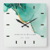 Modern Emerald Beach Bruiloft Jubileum Keepsake Vierkante Klok (Voorkant)