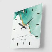 Modern Emerald Beach Bruiloft Jubileum Keepsake Vierkante Klok (Hoek)