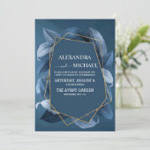 Modern Emerald Blue Tropical Destination Wedding Kaart (Staand voorkant)