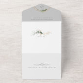 Modern Emerald Boho Tropical Eucalyptus Wedding All In One Uitnodiging (Buitenkant)