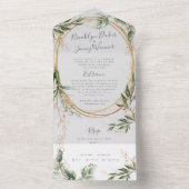 Modern Emerald Boho Tropical Eucalyptus Wedding All In One Uitnodiging (Binnen)