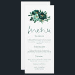 Modern Emerald en Gouden Bloemen Wedding Menu Kaar Kaart<br><div class="desc">Modern Emerald en Gouden Bloemen Wedding Menu Kaart. Digitaal beschikbaar en geprint. Mooie bloemen staan bovenaan,  met een elegant script voor Menu en gemakkelijk om de rest van de tekst naar uw wensen te personaliseren.</div>