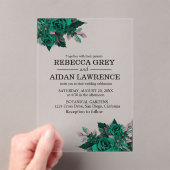 Modern Emerald Floral Garden Wedding Invitation Acryl Uitnodigingen (Insitu (Draagbaar))