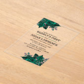 Modern Emerald Floral Garden Wedding Invitation Acryl Uitnodigingen (Laagn)