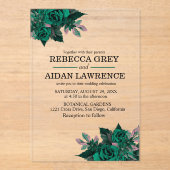 Modern Emerald Floral Garden Wedding Invitation Acryl Uitnodigingen (Voorkant)