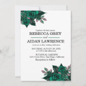 Modern Emerald Floral Garden Wedding Invitation Kaart (Voorkant)
