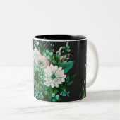 Modern Emerald Floral Garden Wedding Invitation Tweekleurige Koffiemok (Voorkant rechts)