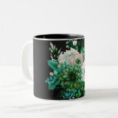 Modern Emerald Floral Garden Wedding Invitation Tweekleurige Koffiemok (Voorkant links)