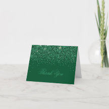 Modern Emerald Glitz Glitter Bedankt voor je kaart