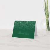Modern Emerald Glitz Glitter Bedankt voor je kaart (Voorkant)