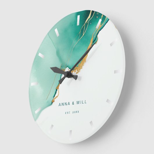 Modern Emerald Gold Beach bruiloft Jubileum Grote Klok (Hoek)