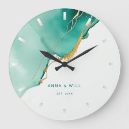 Modern Emerald Gold Beach bruiloft Jubileum Grote Klok