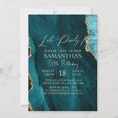 Modern Emerald Gold Birthday Party Invitation Kaart (Voorkant)