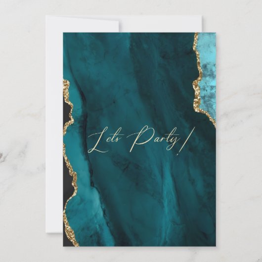 Modern Emerald Gold Birthday Party Invitation Kaart (Achterkant)