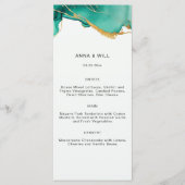 Modern Emerald Gold Blauwgroen Zomer Strand Chique Menu (Voorkant)