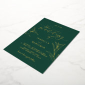 Modern Emerald Gold Calligraphy Botanical Wedding Folie Uitnodiging (Gedraaid)