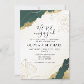 Modern Emerald Gold Engagement Party Kaart (Voorkant)