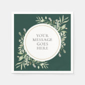 Modern Emerald Gold Eucalyptus Greenery Foliage Servet (Voorkant)