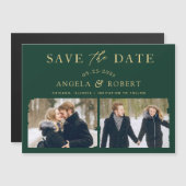 Modern Emerald Green 2 Photo Save the Date Magnet (Voorkant / Achterkant)