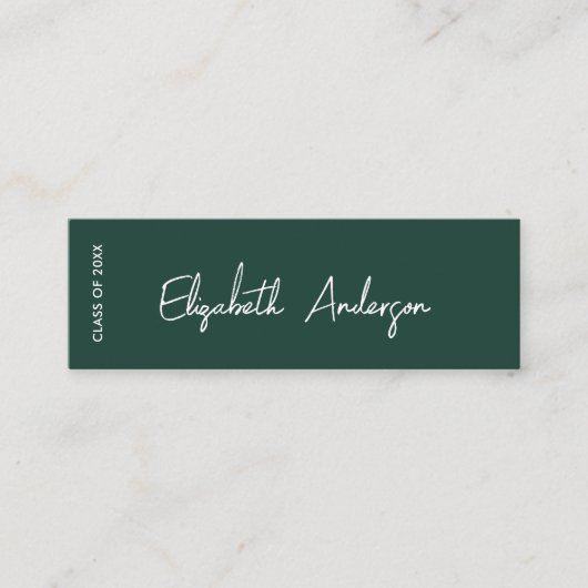 Modern Emerald Green Afstuderen Student Afstuderen Contactkaartje (Voorkant)