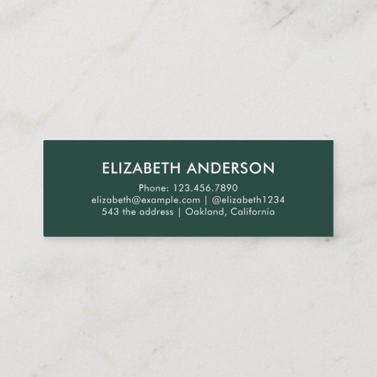 Modern Emerald Green Afstuderen Student Afstuderen Contactkaartje (Achterkant)