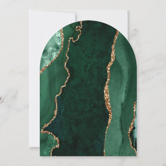 Modern Emerald Green Agate Script Boog bruiloft Kaart (Achterkant)