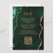 Modern Emerald Green Agate Script QR Code Wedding Kaart (Achterkant)
