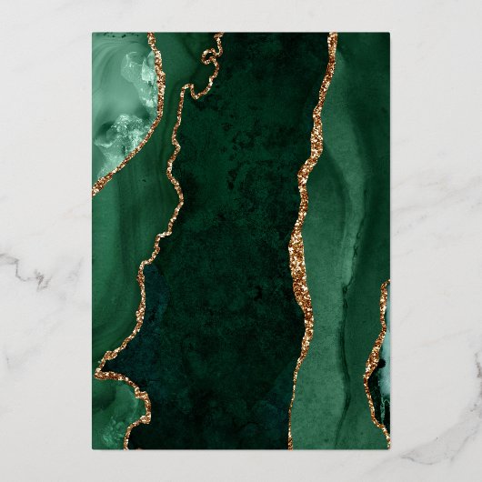 Modern Emerald Green Agate Script Weddenschap Folie Uitnodiging (Achterkant)