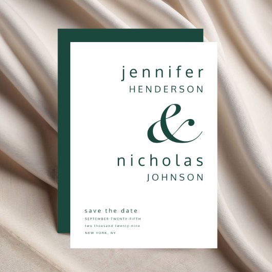 Modern Emerald Green Ampersand Typography Wedding Save The Date